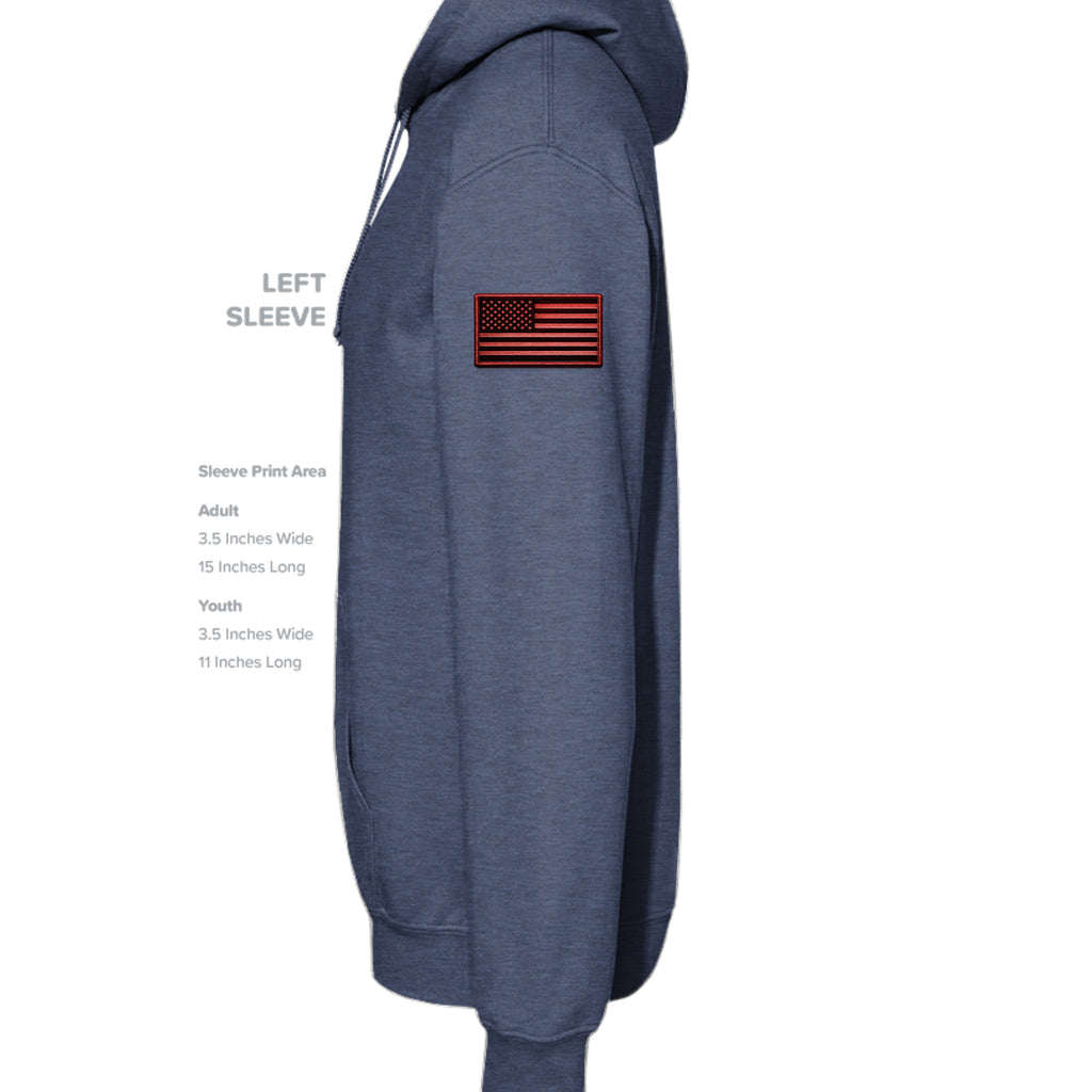 Airborne Death From Above Hoodie (Red) - Heather Sport Dark Navy (Left Sleeve) | Ironsight Syndicate