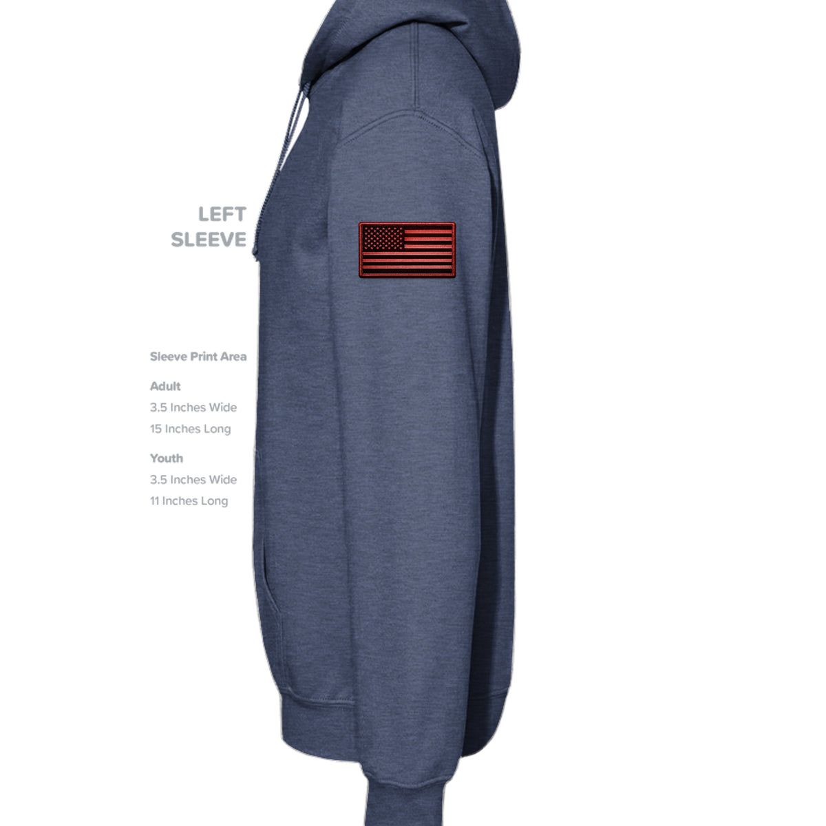 Airborne Death From Above Hoodie (Red) - Heather Sport Dark Navy (Left Sleeve) | Ironsight Syndicate