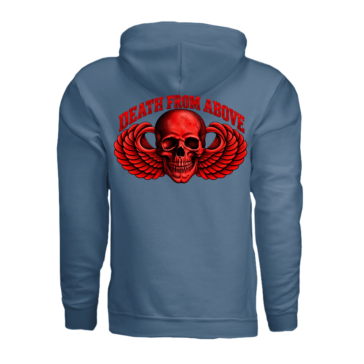 Airborne Death From Above Hoodie (Red) - Indigo Blue (Back) | Ironsight Syndicate