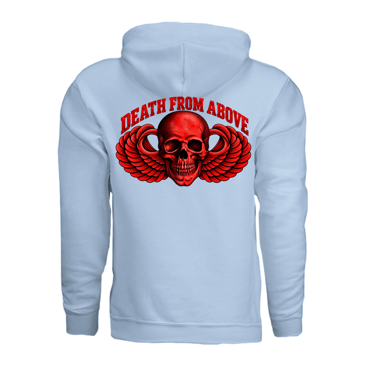 Airborne Death From Above Hoodie (Red) - Light Blue (Back) | Ironsight Syndicate
