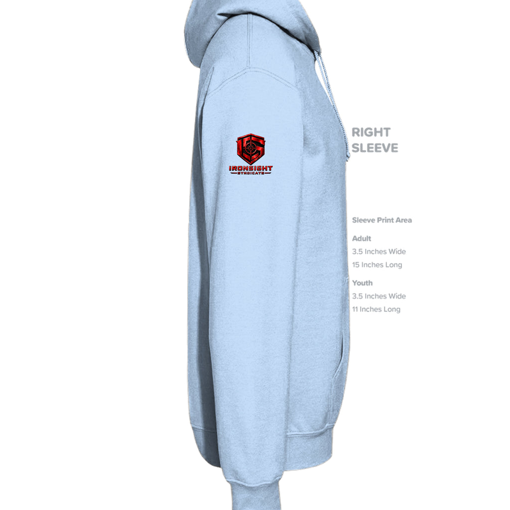 Airborne Death From Above Hoodie (Red) - Light Blue (Right Sleeve) | Ironsight Syndicate