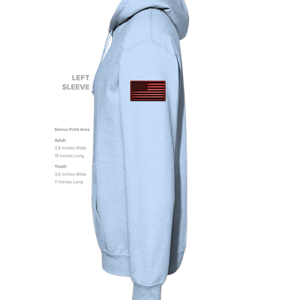 Airborne Death From Above Hoodie (Red) - Light Blue (Left Sleeve) | Ironsight Syndicate