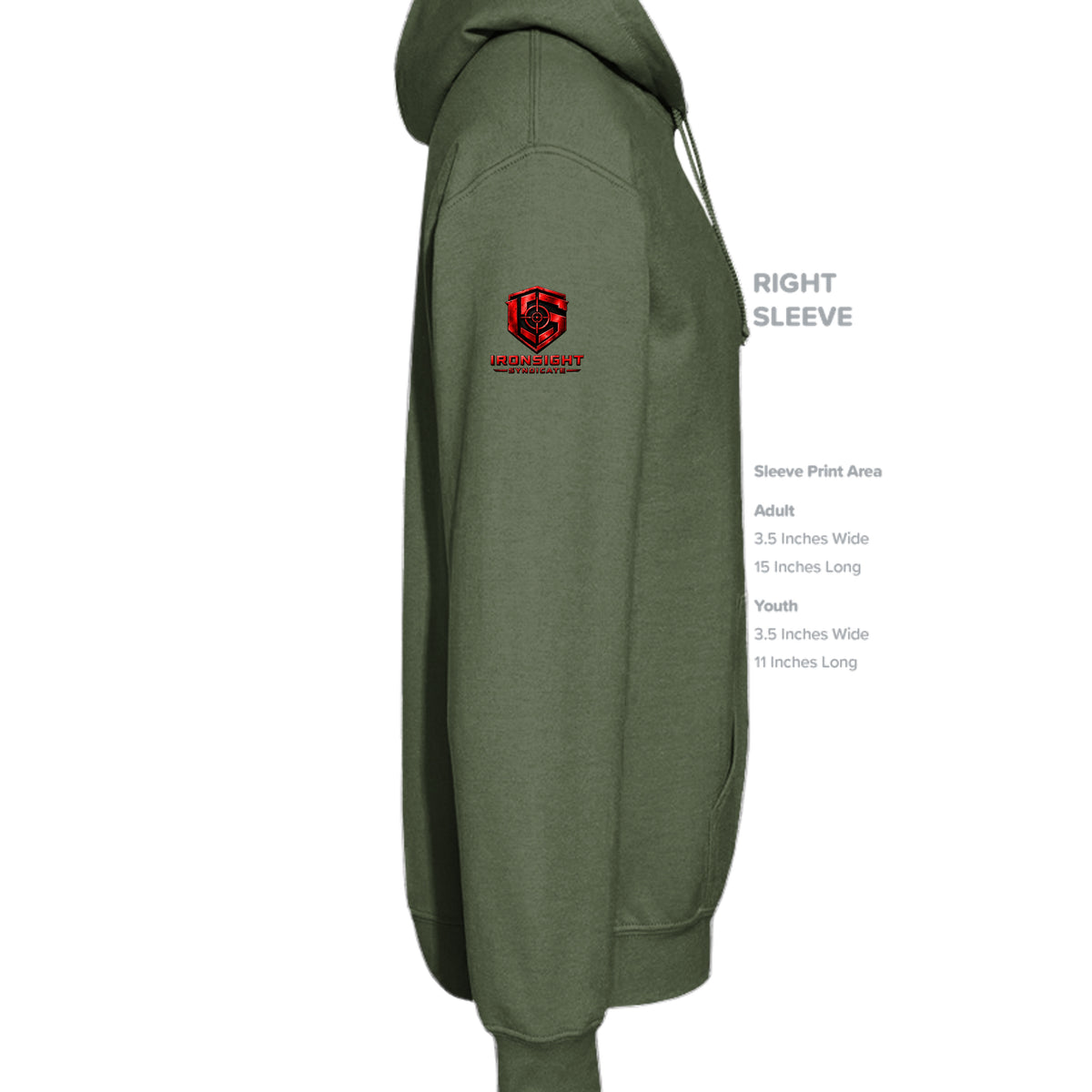 Airborne Death From Above Hoodie (Red) - Military Green (Right Sleeve) | Ironsight Syndicate