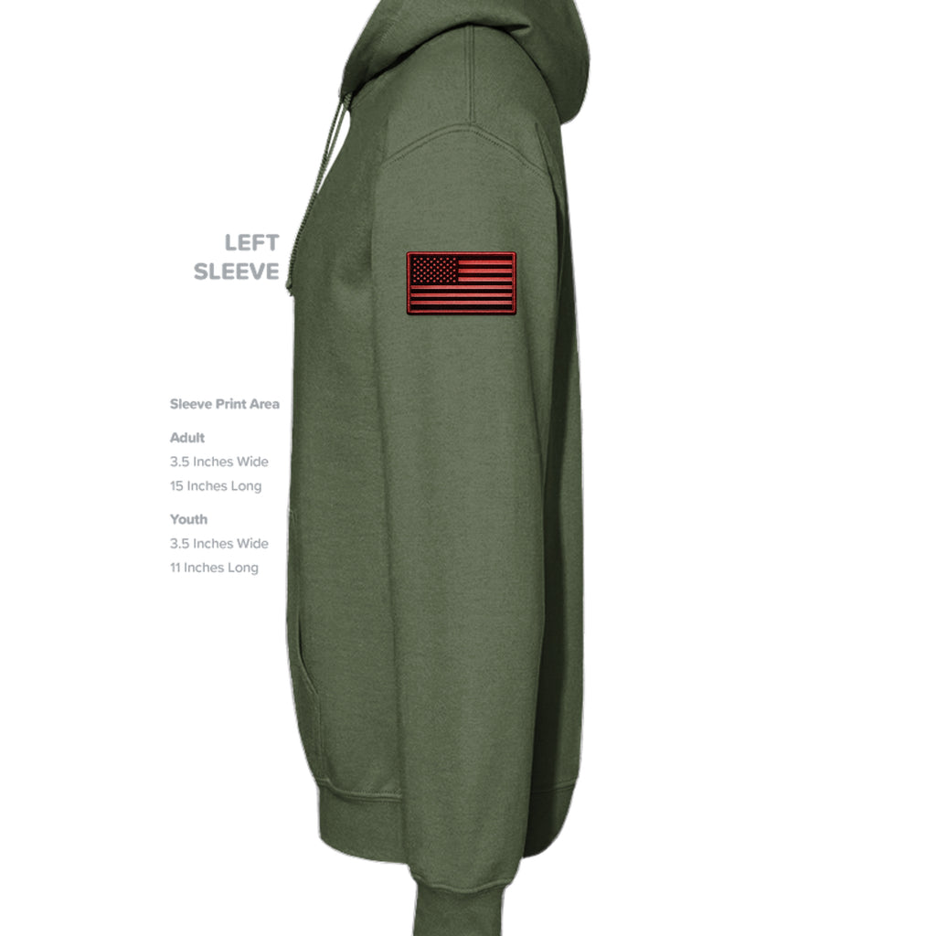 Airborne Death From Above Hoodie (Red) - Military Green (Left Sleeve) | Ironsight Syndicate