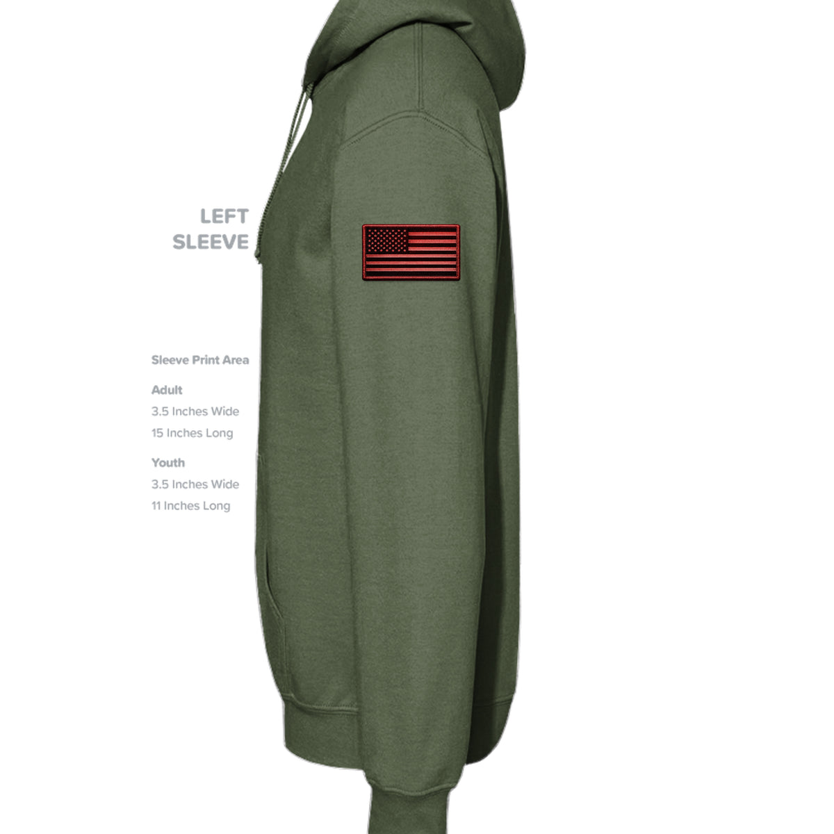 Airborne Death From Above Hoodie (Red) - Military Green (Left Sleeve) | Ironsight Syndicate