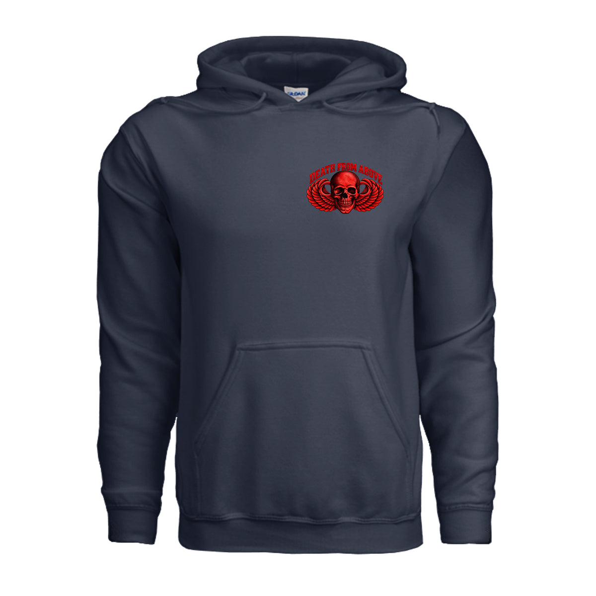 Airborne Death From Above Hoodie (Red) - Navy | Ironsight Syndicate
