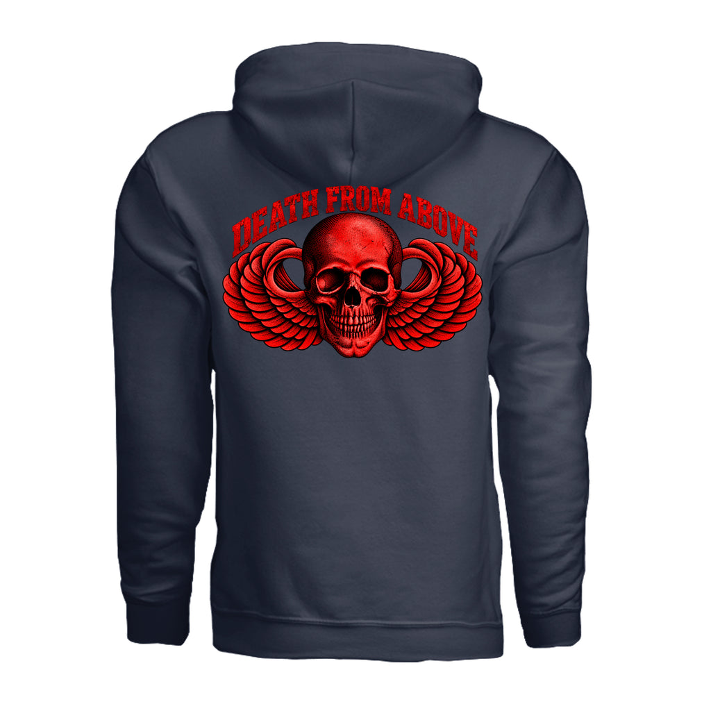 Airborne Death From Above Hoodie (Red) - Navy (Back) | Ironsight Syndicate