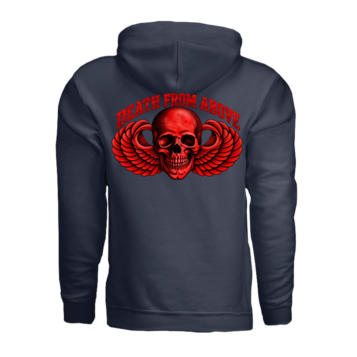 Airborne Death From Above Hoodie (Red) - Navy (Back) | Ironsight Syndicate