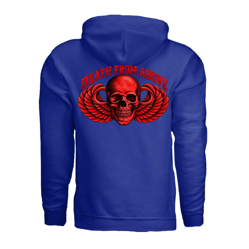 Airborne Death From Above Hoodie (Red) - Royal (Back) | Ironsight Syndicate