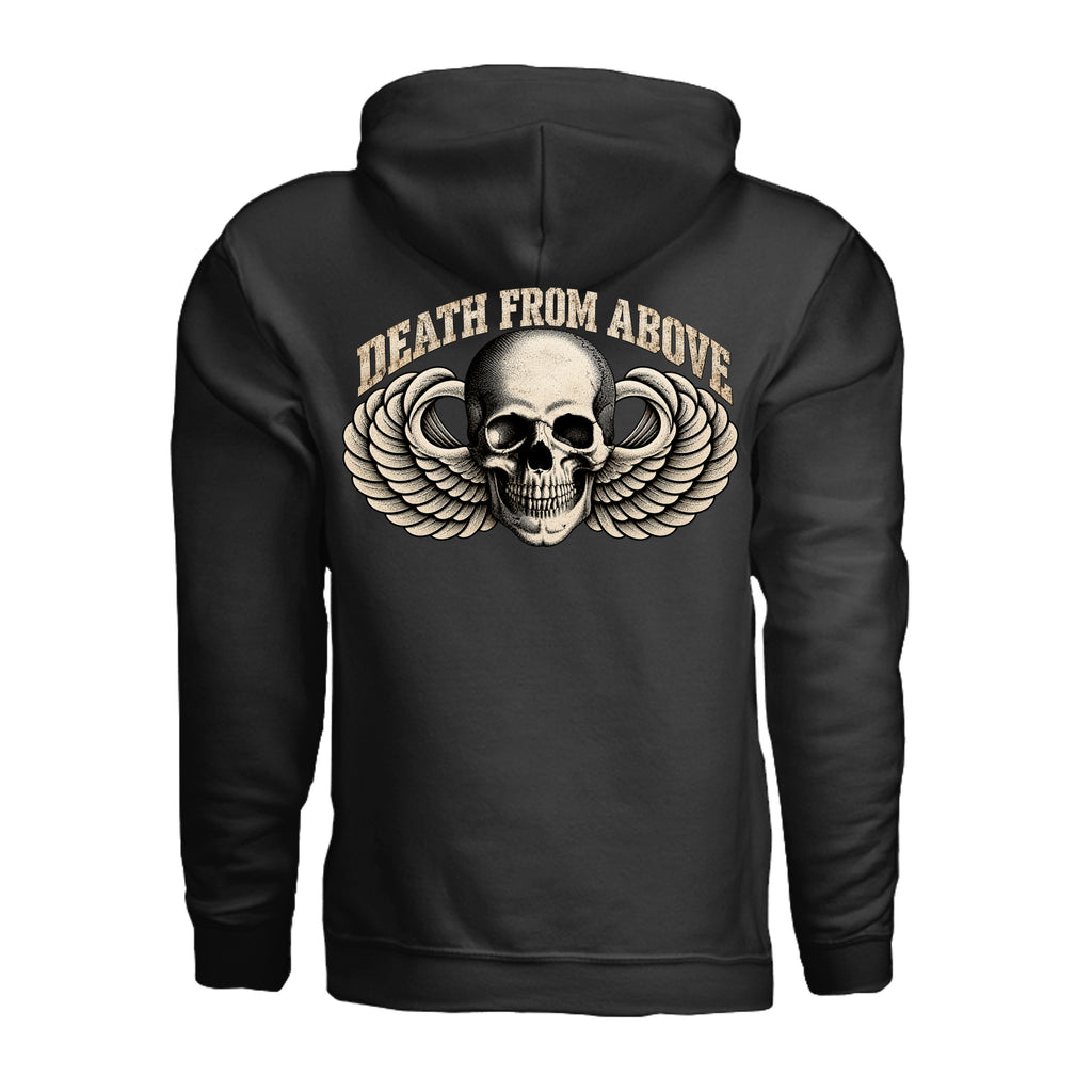Airborne Death From Above Hoodie - Black (Back) | Ironsight Syndicate