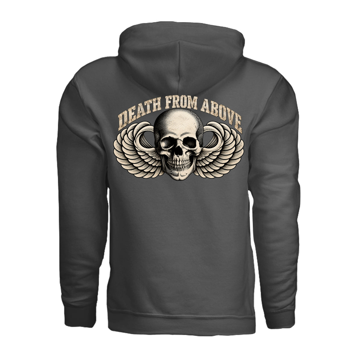Airborne Death From Above Hoodie - Charcoal (Back) | Ironsight Syndicate