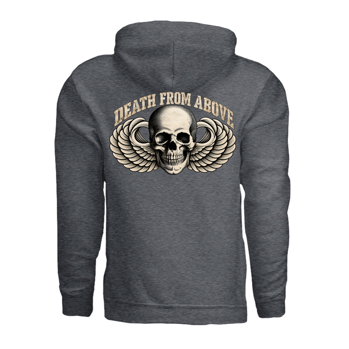 Airborne Death From Above Hoodie - Dark Heather (Back) | Ironsight Syndicate