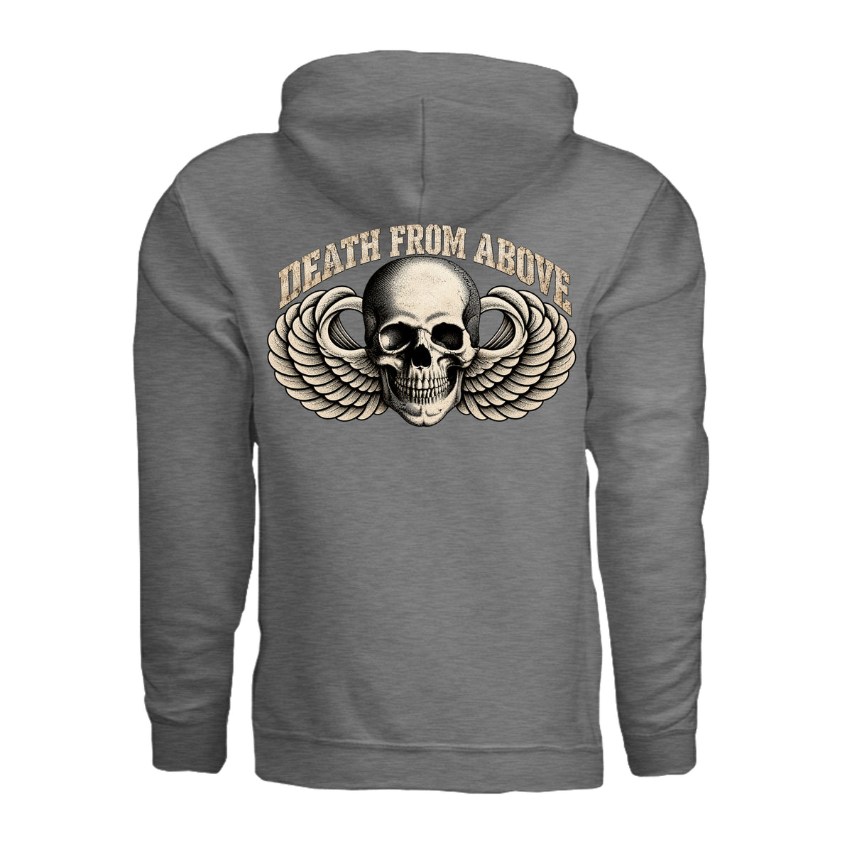 Airborne Death From Above Hoodie - Graphite Heather (Back) | Ironsight Syndicate