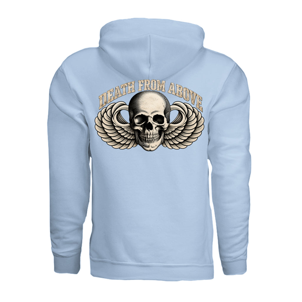 Airborne Death From Above Hoodie - Light Blue (Back) | Ironsight Syndicate