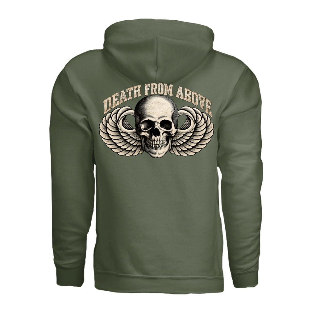 Airborne Death From Above Hoodie - Military Green (Back) | Ironsight Syndicate