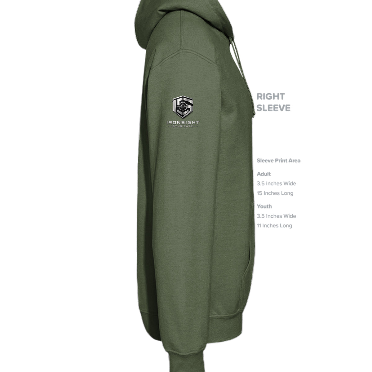 Airborne Death From Above Hoodie - Military Green (Right Sleeve) | Ironsight Syndicate