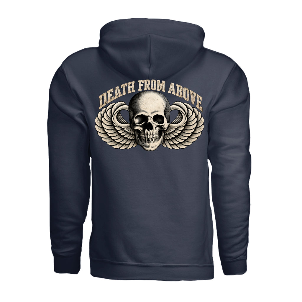Airborne Death From Above Hoodie - Navy (Back) | Ironsight Syndicate