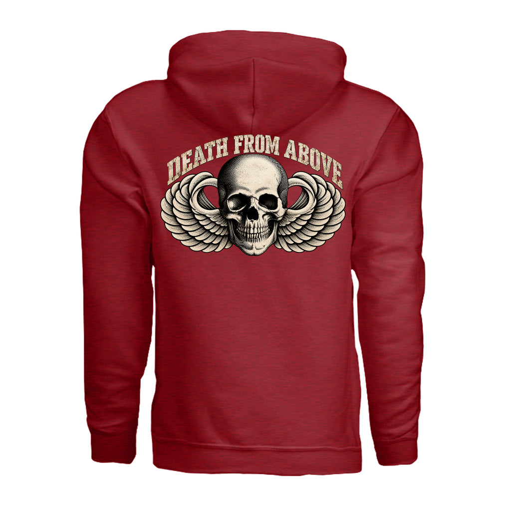 Airborne Death From Above Hoodie - Antique Cherry Red (Back) | Ironsight Syndicate