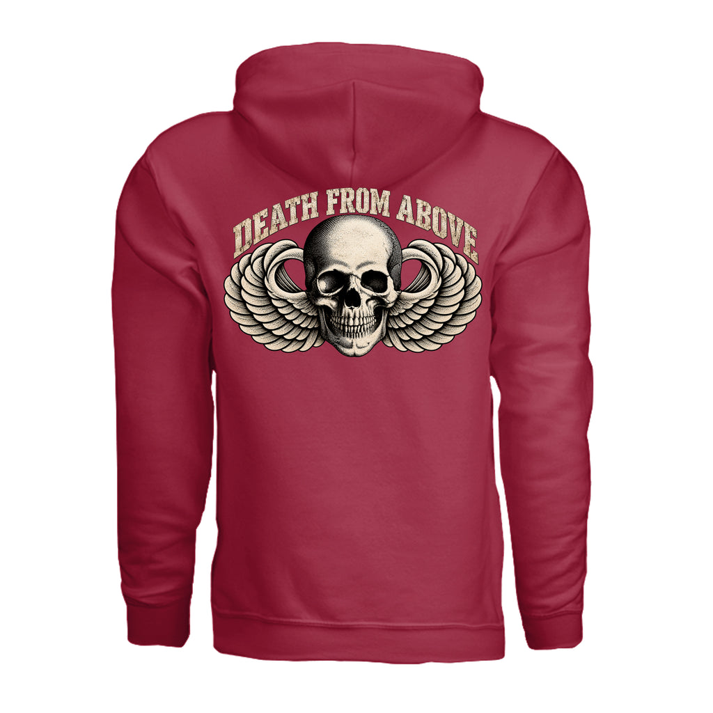 Airborne Death From Above Hoodie - Cherry Red (Back) | Ironsight Syndicate