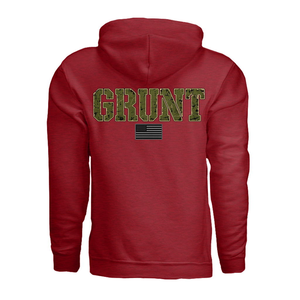 GRUNT Hoodie - Antique Cherry Red (Back) | Ironsight Syndicate