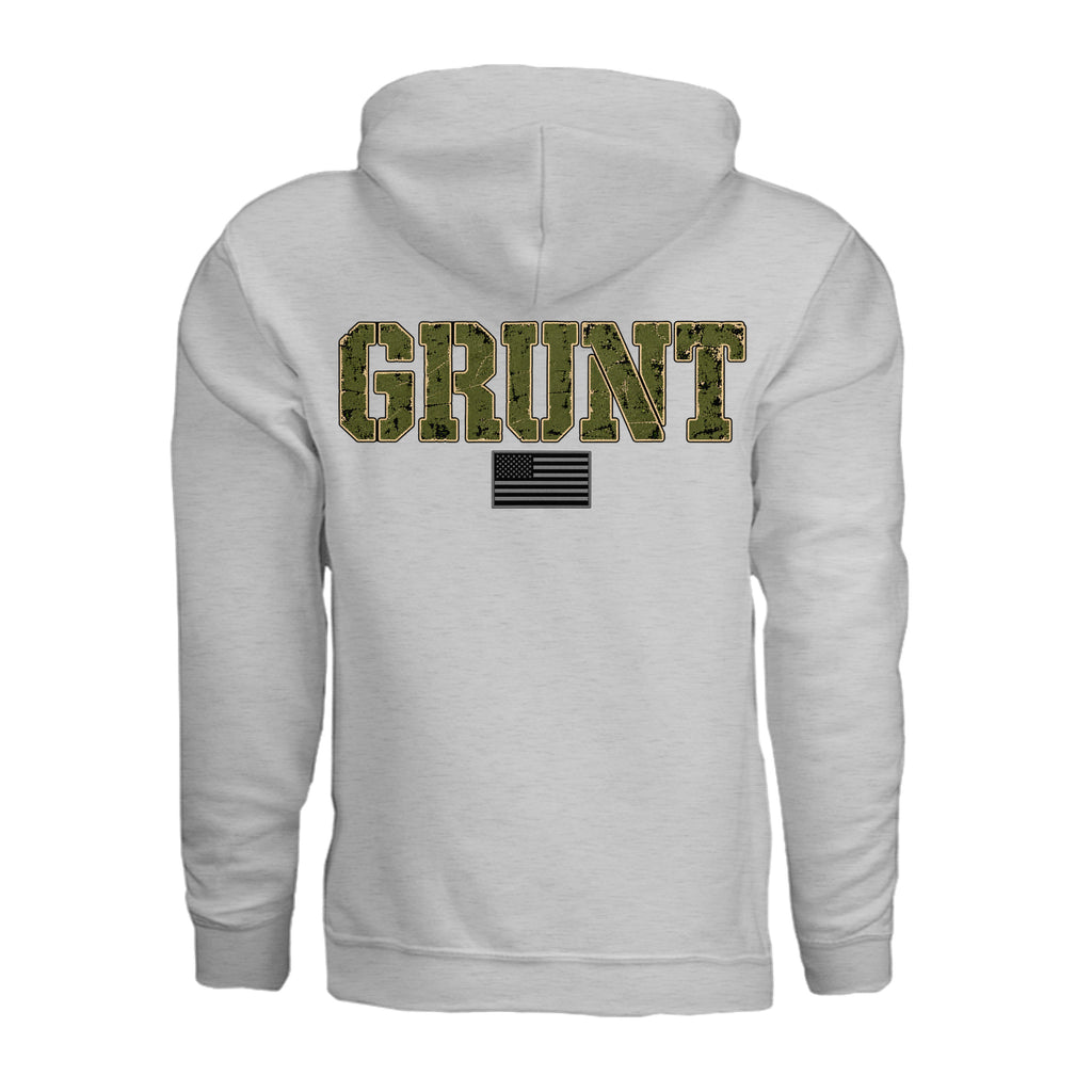 GRUNT Hoodie - Ash (Back) | Ironsight Syndicate
