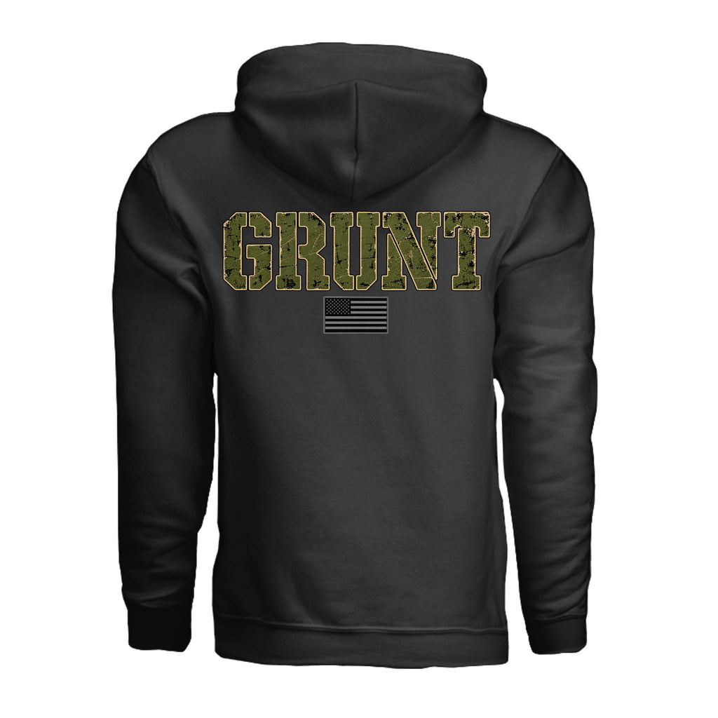 GRUNT Hoodie - Black (Back) | Ironsight Syndicate