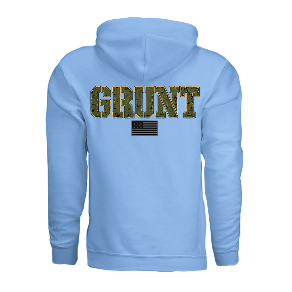 GRUNT Hoodie - Carolina Blue (Back) | Ironsight Syndicate