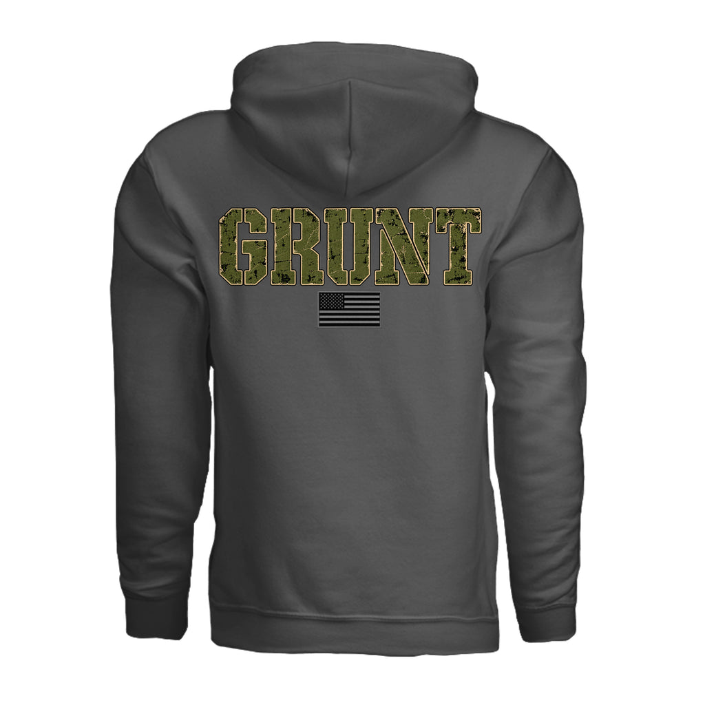 GRUNT Hoodie - Charcoal (Back) | Ironsight Syndicate