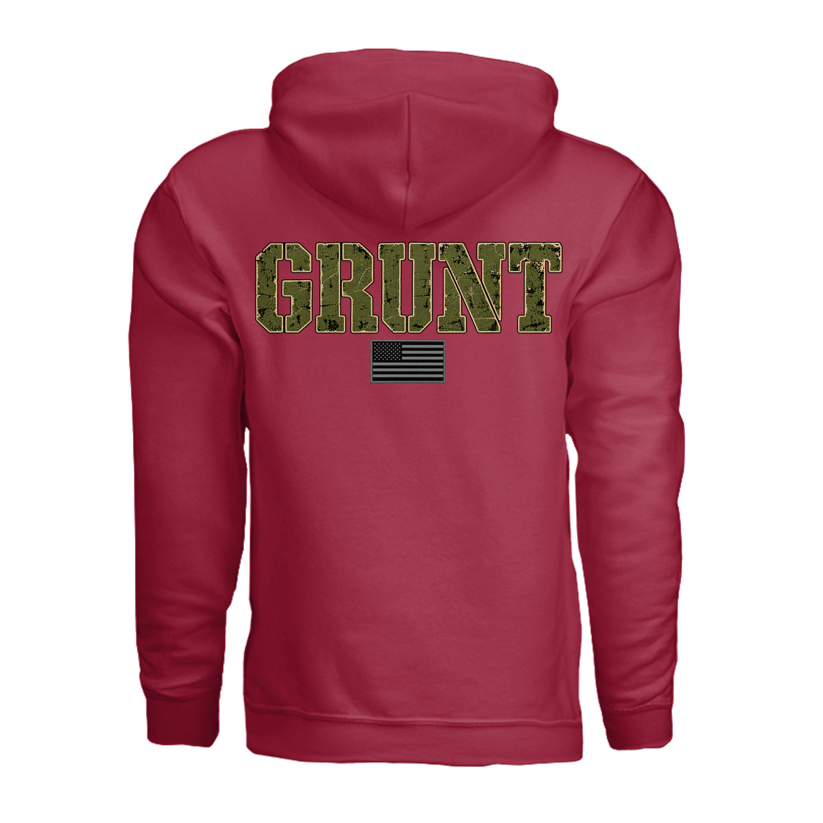 GRUNT Hoodie - Cherry Red (Back) | Ironsight Syndicate