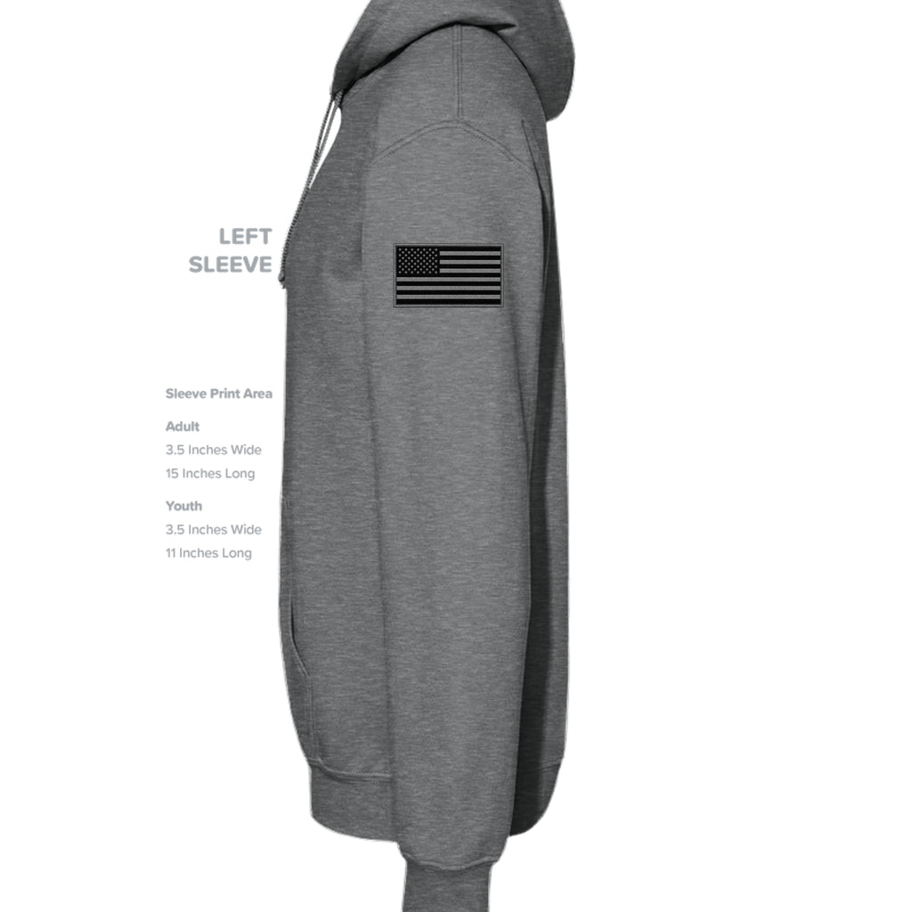 GRUNT Hoodie - Fan Charcoal Heather (Left Sleeve) | Ironsight Syndicate