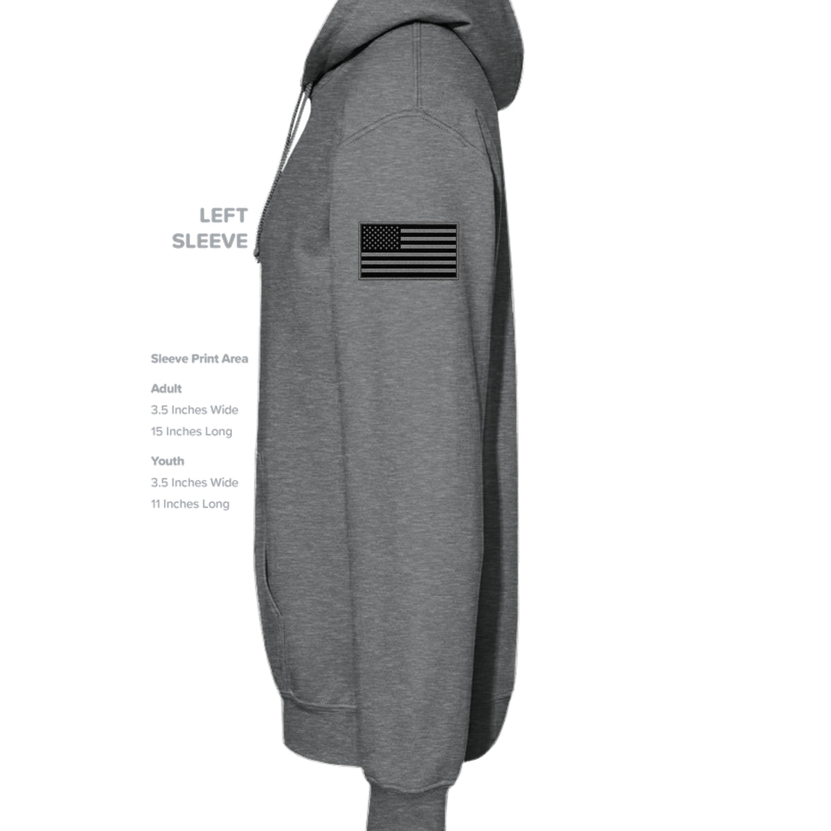 GRUNT Hoodie - Fan Charcoal Heather (Left Sleeve) | Ironsight Syndicate