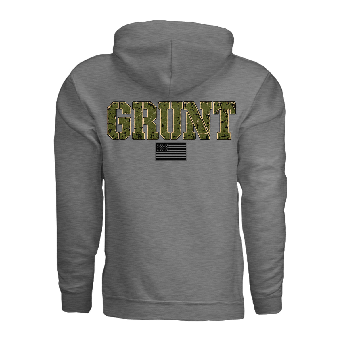 GRUNT Hoodie - Graphite Heather (Back) | Ironsight Syndicate