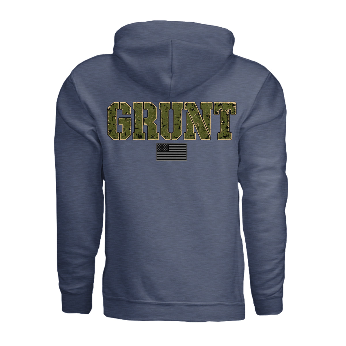 GRUNT Hoodie - Heather Sport Dark Navy (Back) | Ironsight Syndicate