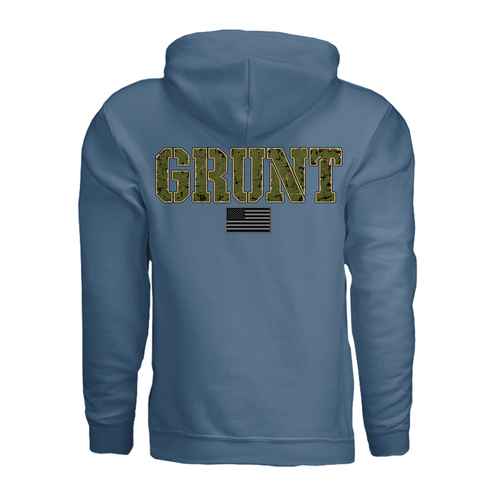 GRUNT Hoodie - Indigo Blue (Back) | Ironsight Syndicate
