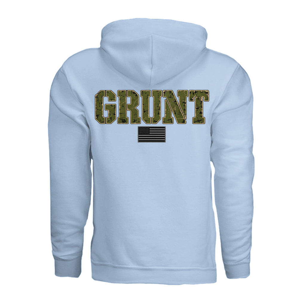 GRUNT Hoodie - Light Blue (Back) | Ironsight Syndicate