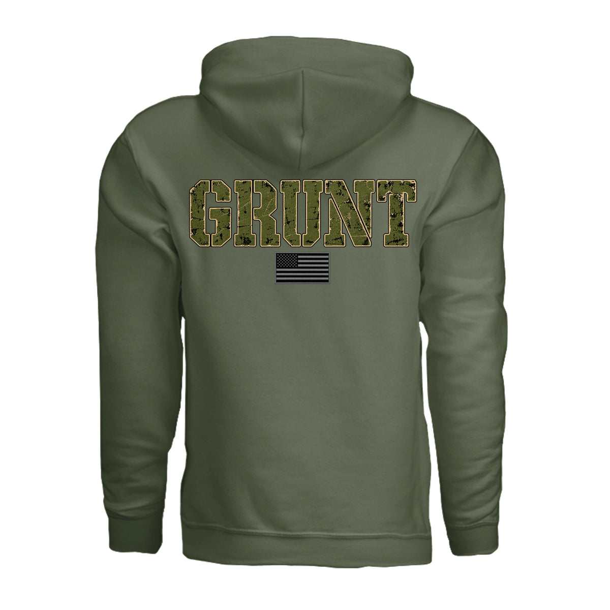GRUNT Hoodie - Military Green (Back) | Ironsight Syndicate