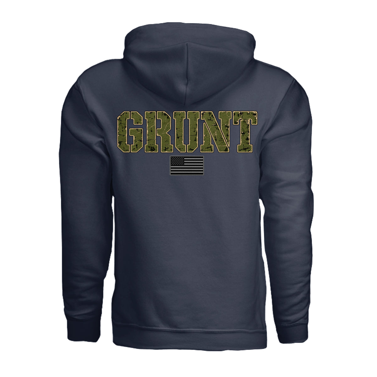 GRUNT Hoodie - Navy (Back) | Ironsight Syndicate