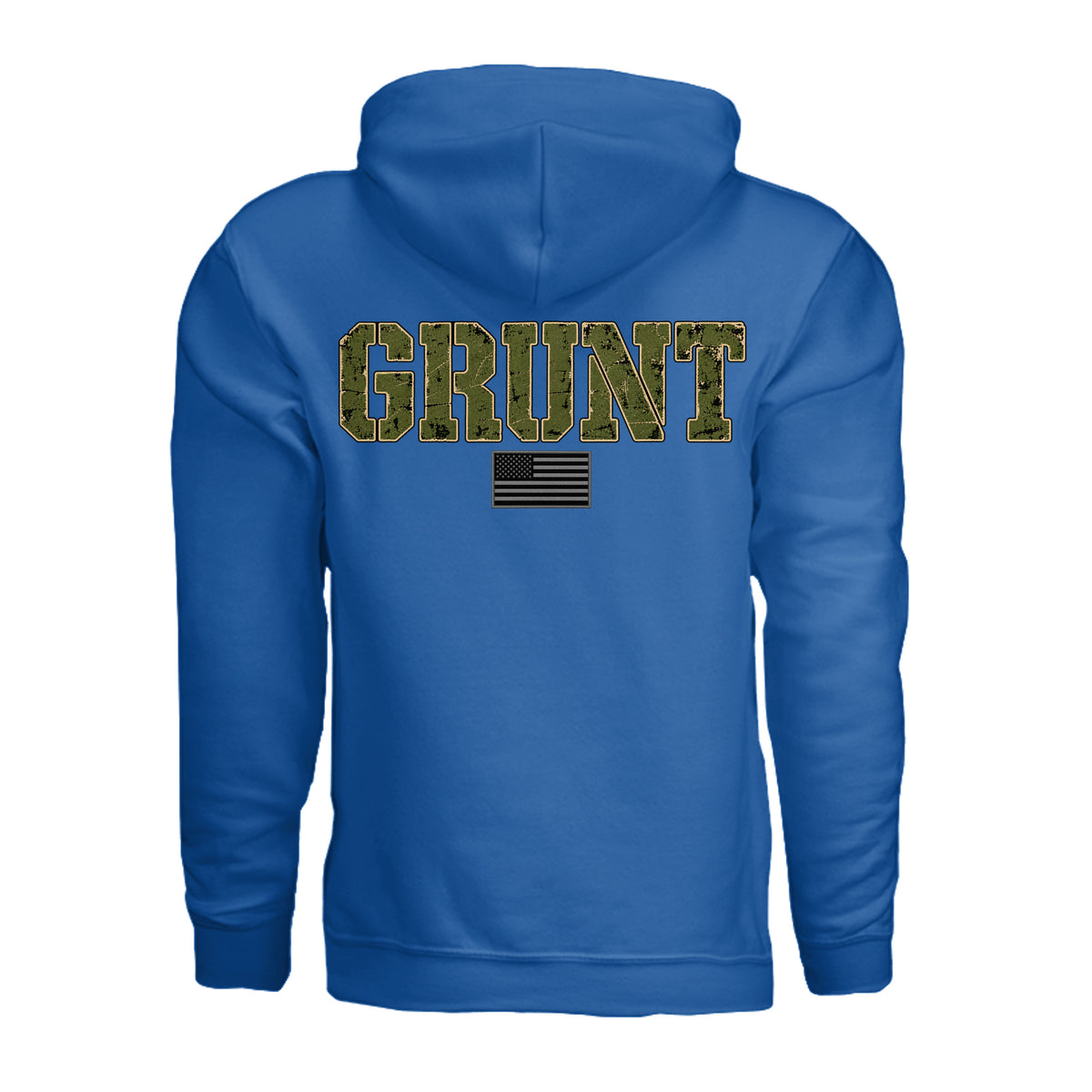 GRUNT Hoodie - Neon Blue (Back) | Ironsight Syndicate