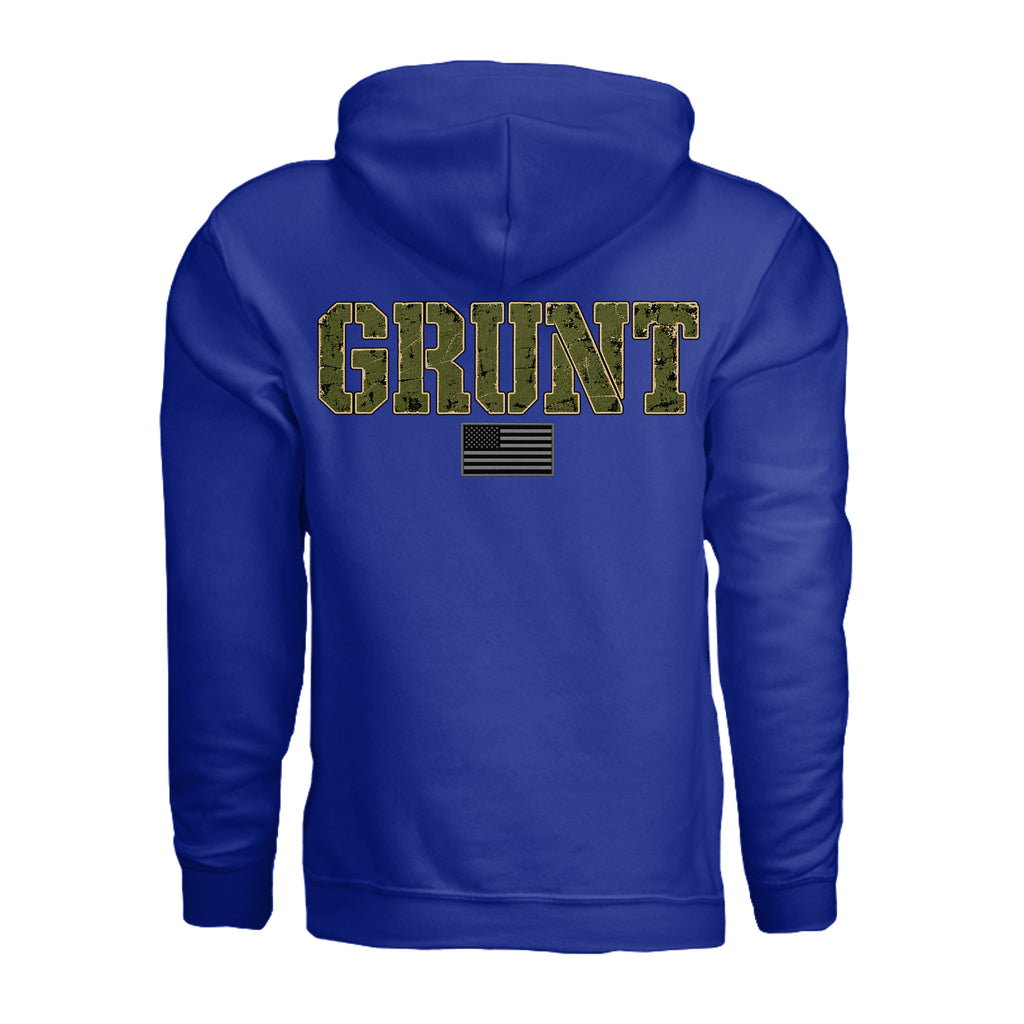 GRUNT Hoodie - Royal (Back) | Ironsight Syndicate