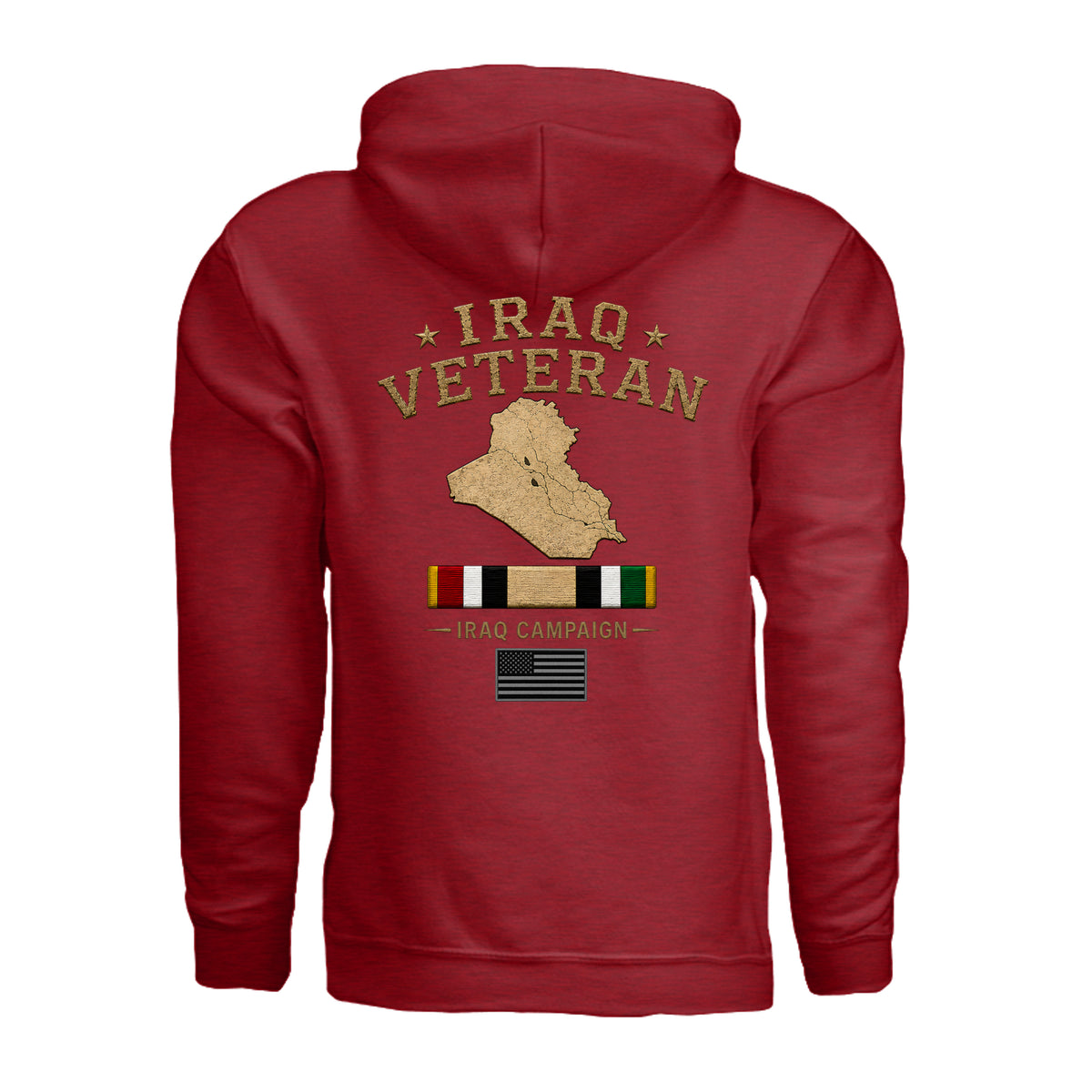 Iraq Veteran Hoodie - Antique Cherry Red (Back) | Ironsight Syndicate