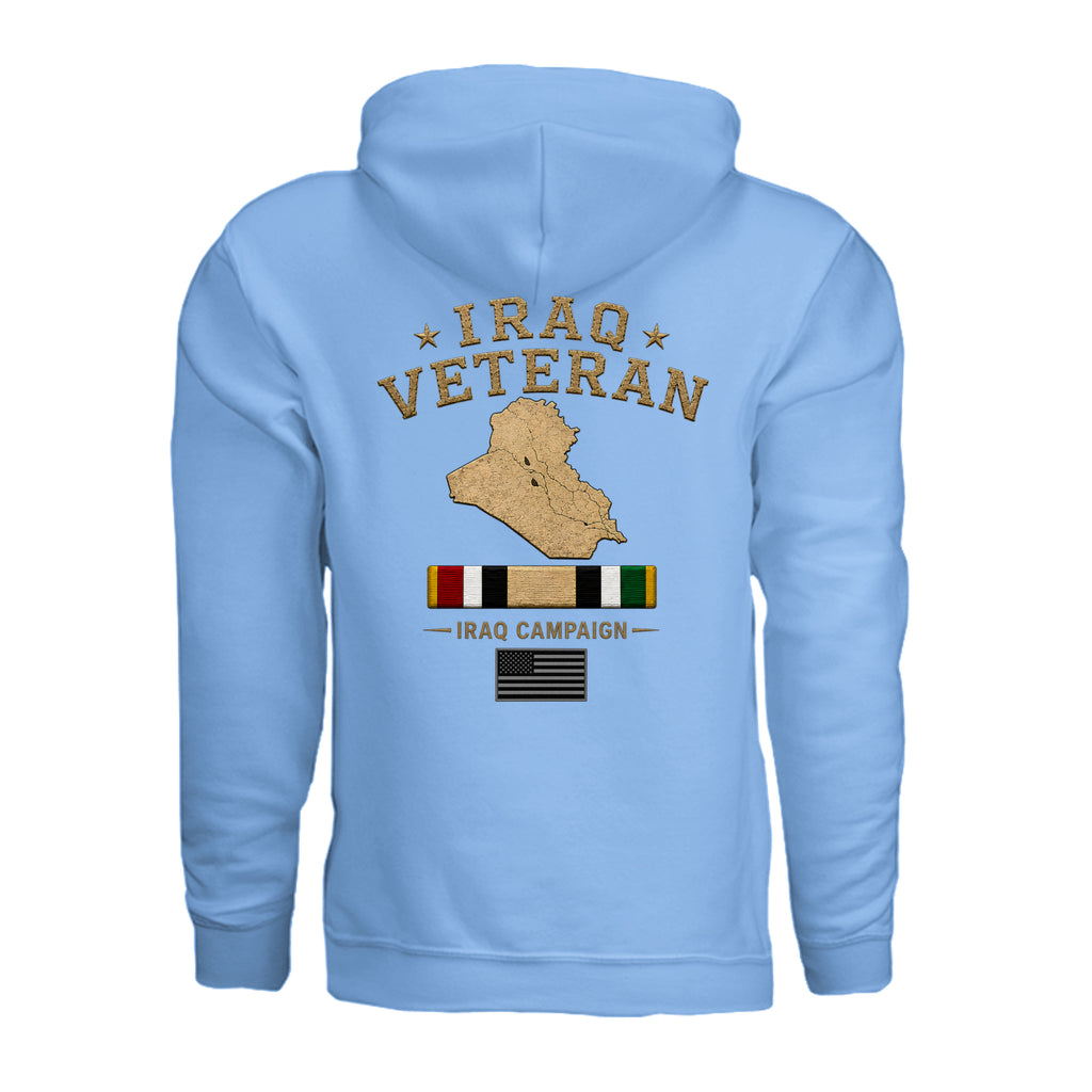 Iraq Veteran Hoodie - Carolina Blue (Back) | Ironsight Syndicate