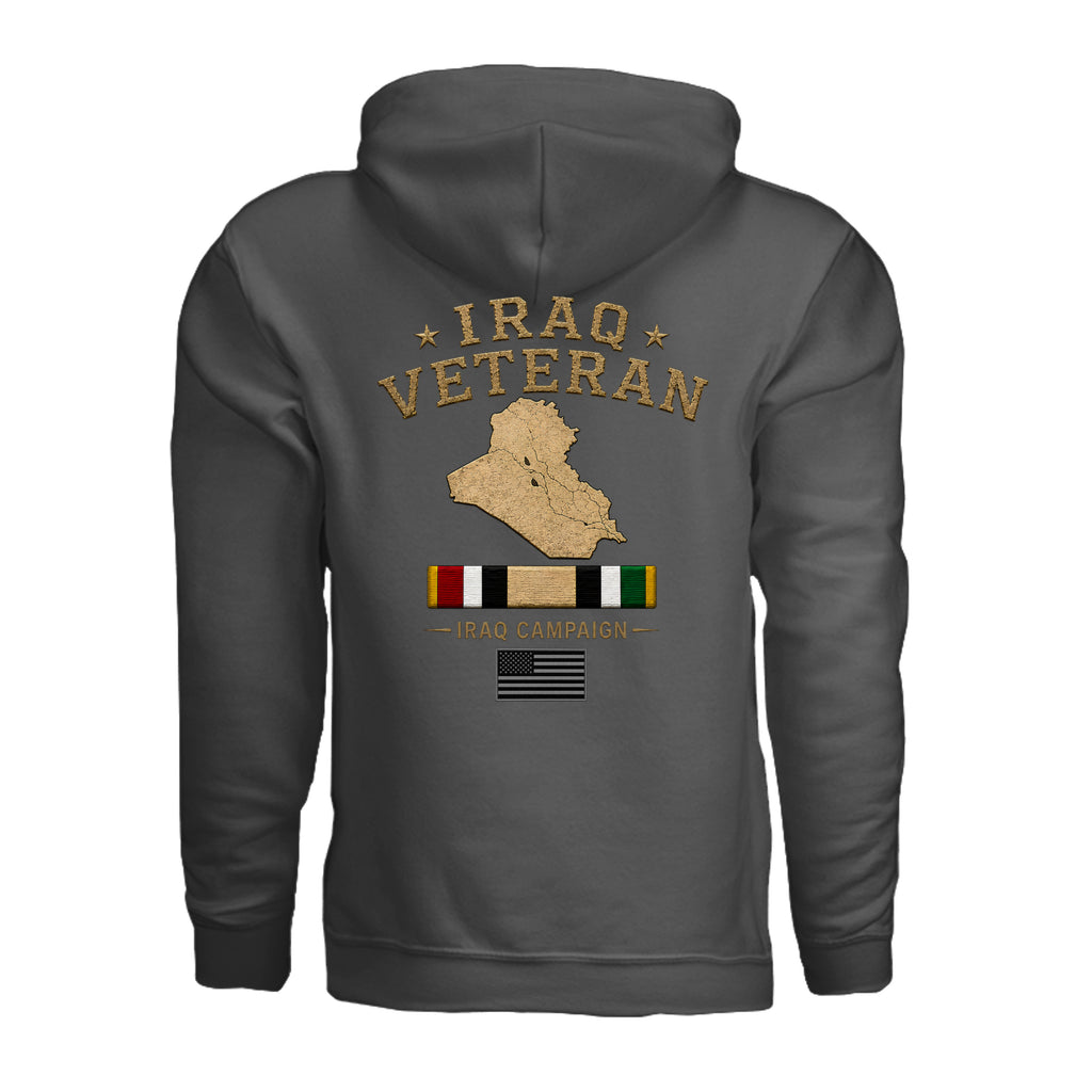 Iraq Veteran Hoodie - Charcoal (Back) | Ironsight Syndicate