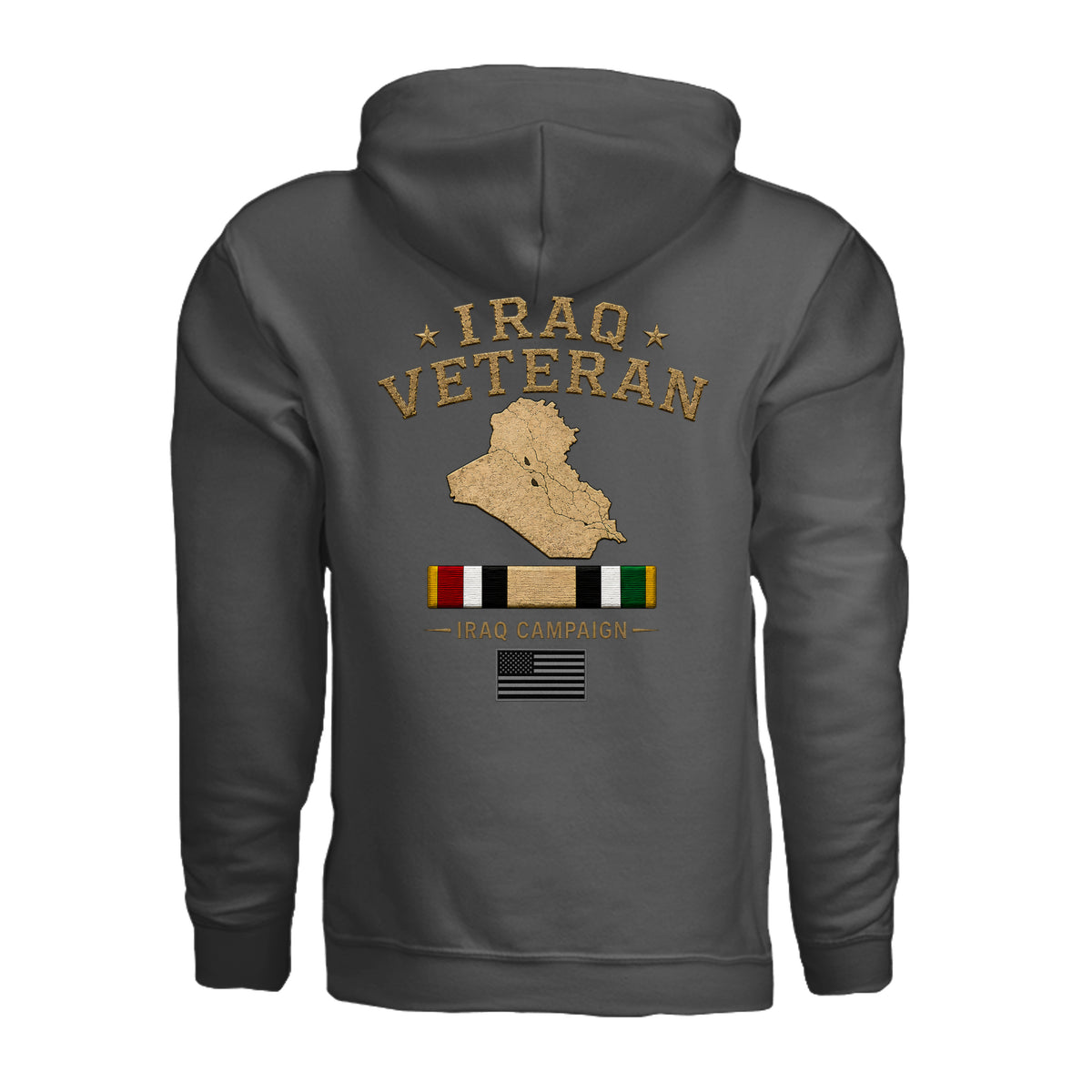 Iraq Veteran Hoodie - Charcoal (Back) | Ironsight Syndicate