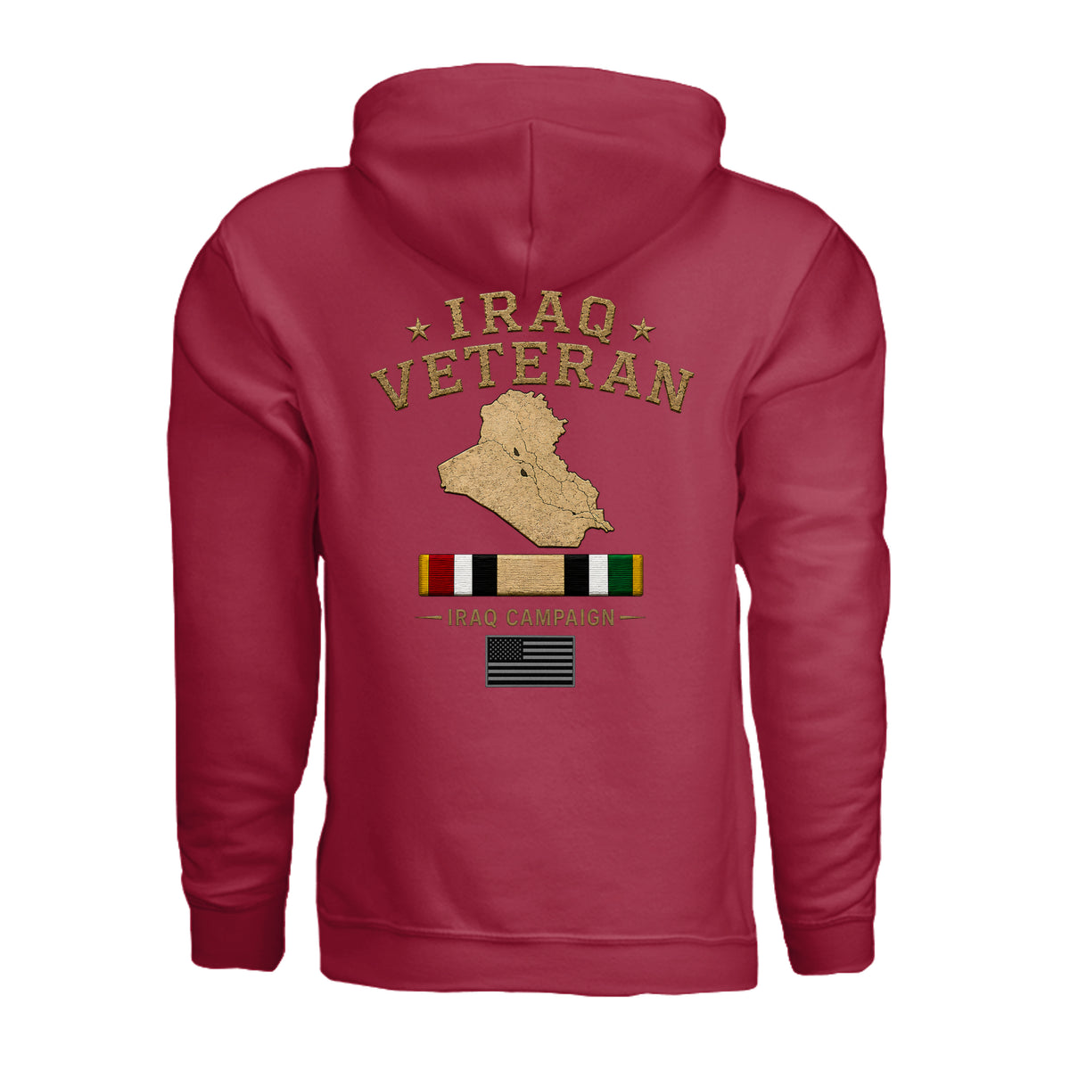 Iraq Veteran Hoodie - Cherry Red (Back) | Ironsight Syndicate