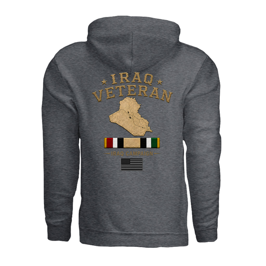 Iraq Veteran Hoodie - Dark Heather (Back) | Ironsight Syndicate