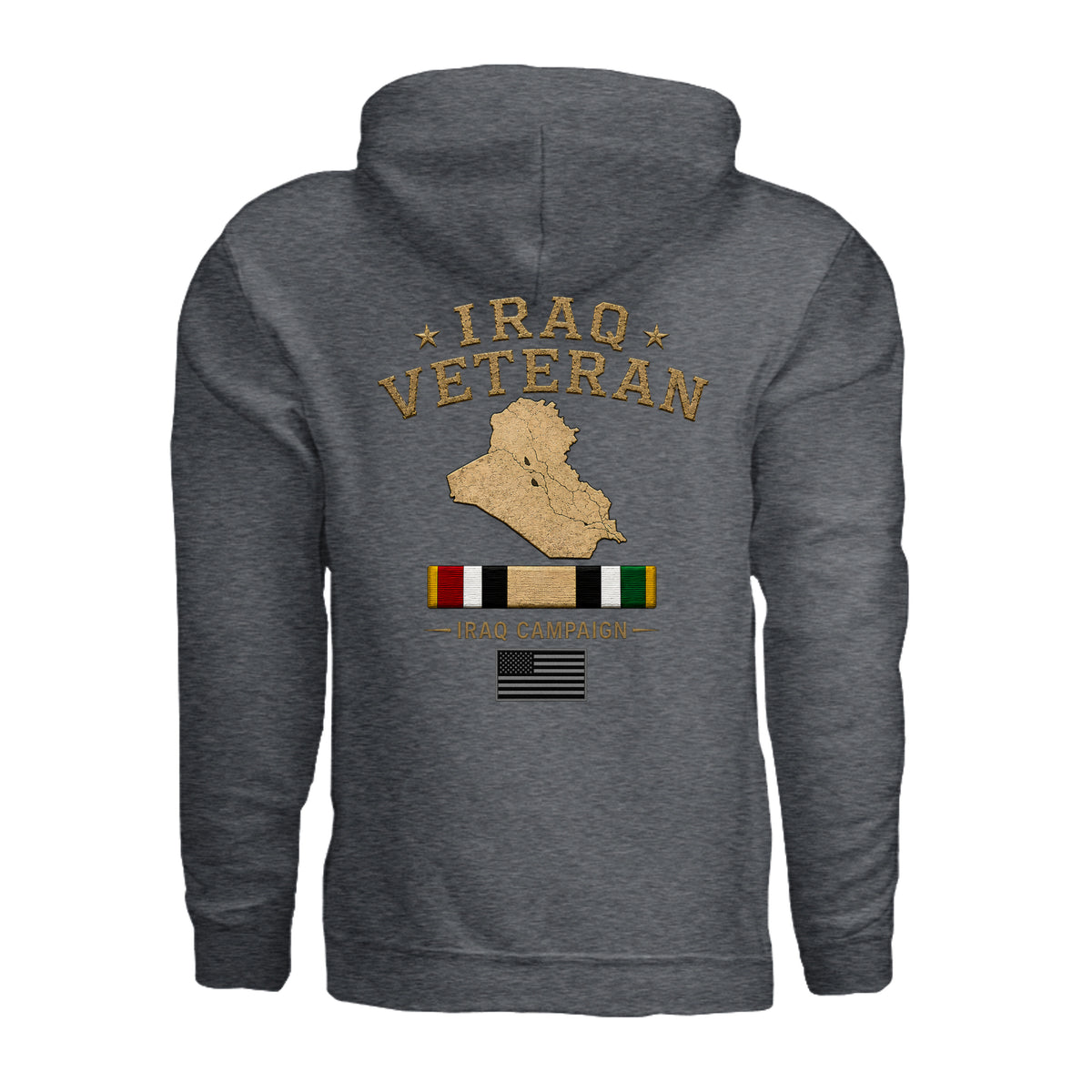 Iraq Veteran Hoodie - Dark Heather (Back) | Ironsight Syndicate