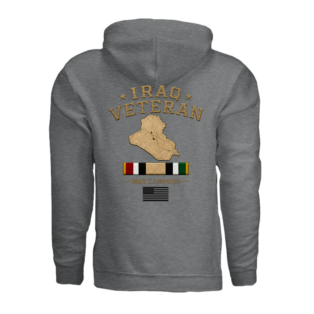 Iraq Veteran Hoodie - Fan Charcoal Heather (Back) | Ironsight Syndicate