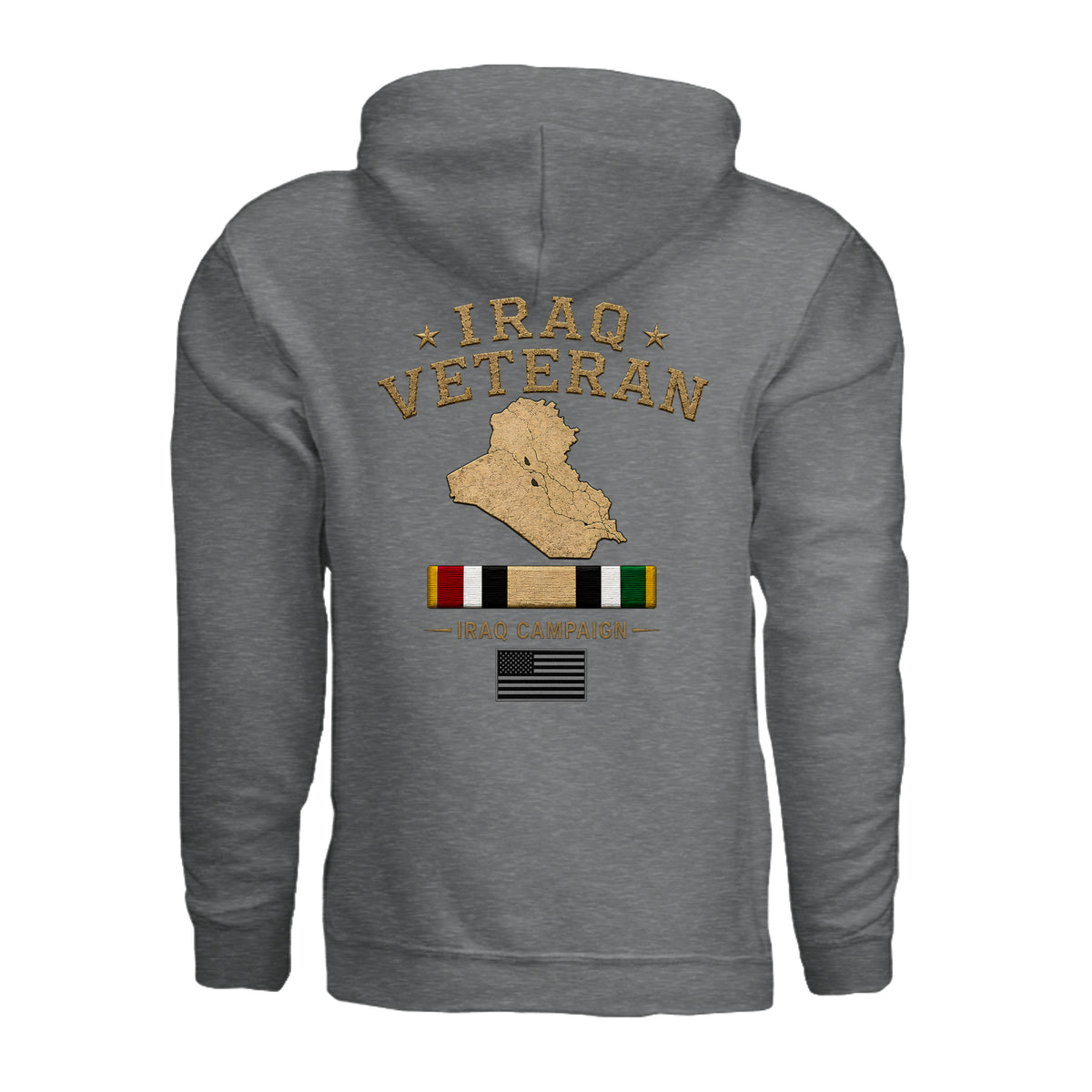 Iraq Veteran Hoodie - Fan Charcoal Heather (Back) | Ironsight Syndicate