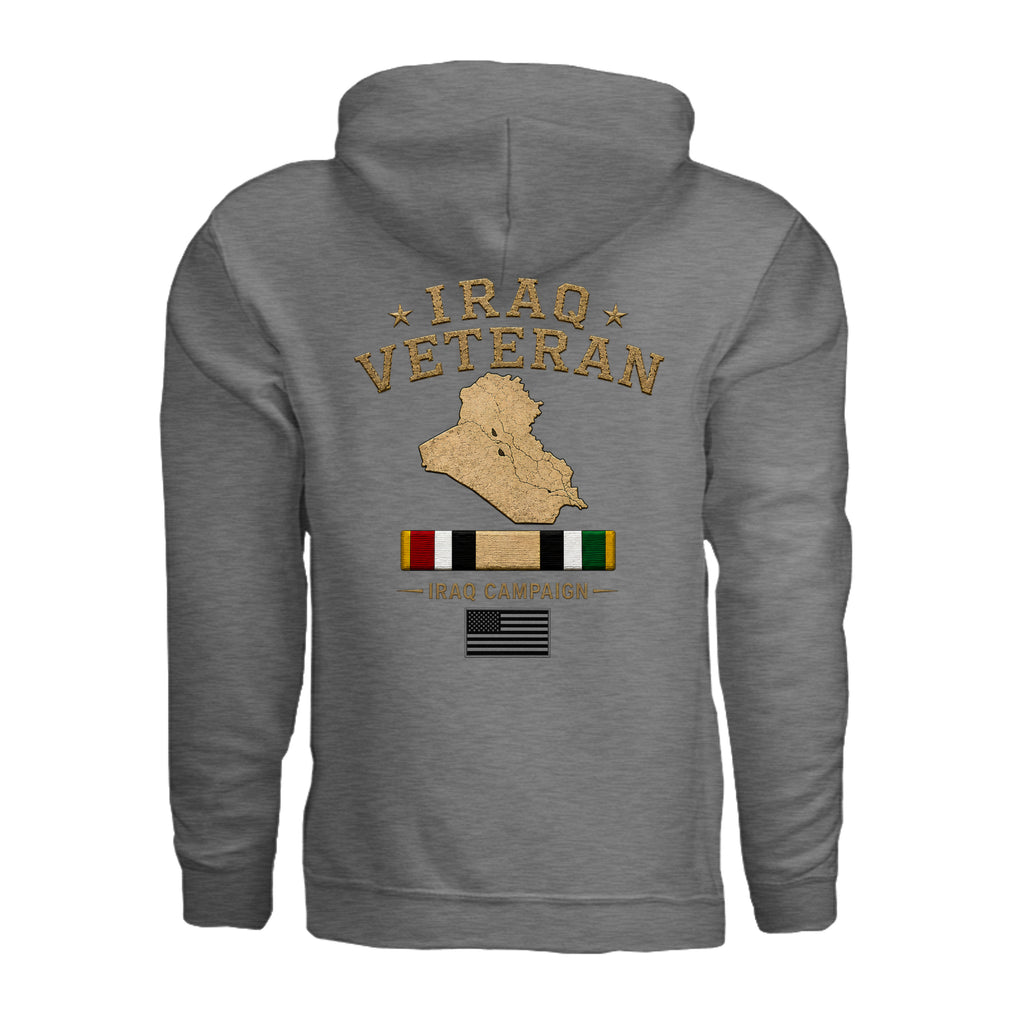 Iraq Veteran Hoodie - Graphite Heather (Back) | Ironsight Syndicate