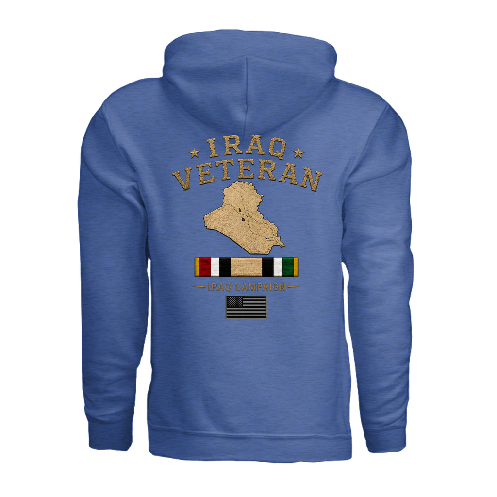 Iraq Veteran Hoodie - Heather Deep Royal (Back) | Ironsight Syndicate